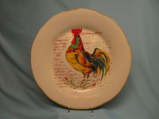 Sur La Table Italian Ceramic Rooster Script 16.  5 " Round Serving Platter,  Italy
