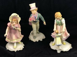Three Vintage Karl Ens Volkstedt Germany Porcelain Figurines – Mother & Children