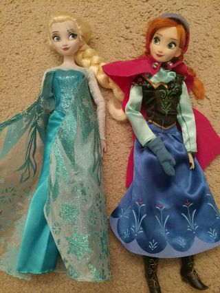 Classic Disney Store Princess Barbie Doll Anna Elsa Frozen 12 " Mattel 2012 2013