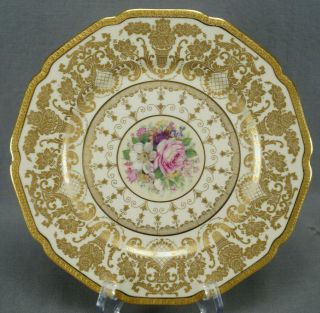 Rosenthal Ivory Pattern 5956 Pink Rose Floral & Heavy Gold 8 7/8 Inch Plate