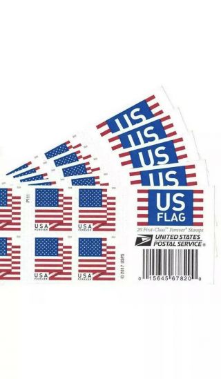 Five Booklets X 20 = 100 2017 Us Flag Usps Forever Postage Stamps.  Scott 5262