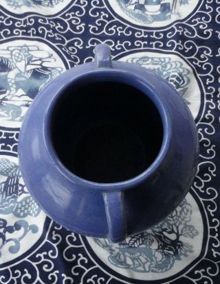 2 Arts Craft Era Blue Zanesville Pottery B17 2 Handle Art Pottery Vase Jardinere 3