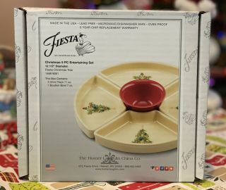 Fiesta Fiestaware Christmas 5 Piece Entertainment Set 12 1/2” Nwt.