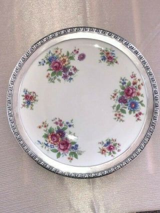 Vintage Lenox Aurora Plate With Wallace Sterling Silver Edging 4348