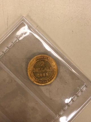 1885 Newfoundland $2 Gold Coin - ICCS AU58 - Cert EC342 2