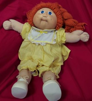 Vintage Cabbage Patch Kids Girl With Orange Hair Doll Black Signature 1982 Cpk