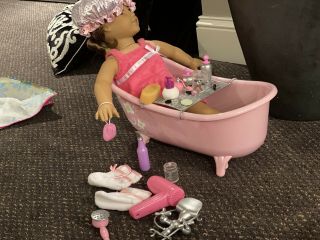 American Girl Doll Bath Tub And Accessories Without Doll