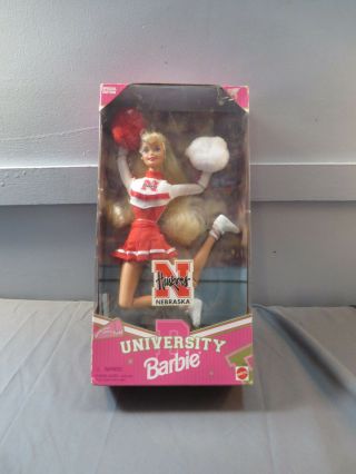 Mattel Barbie University Of Nebraska Huskers Cheerleader Doll Nrfb