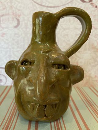 Ugly Big Nose Buck Teeth Southern Pottery Face Jug Signed/dated Bke 2006 5”