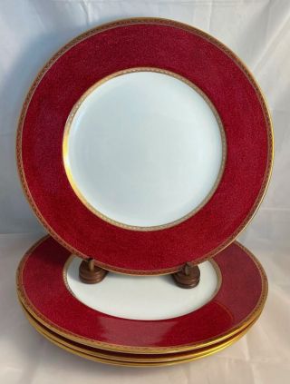 Set Of 4 Wedgwood Powder Ruby Dinner Plates