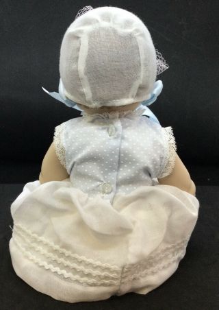 MBI Posable Porcelain Baby Doll White And Blue Dress With Bonnet 3