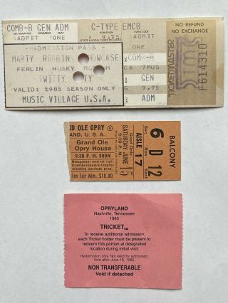 June 1985 Fan Fair Nashville Tn Music Village Grand Ole Opry Ticket Stubs