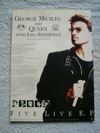 George Michael & Queen - Five Live E.  P.  - Advert - 21 X 29cm.