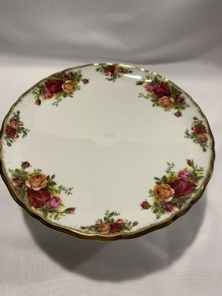 Rare Vintage Royal Albert Old Country Roses Pedestal Footed Cake Stand Euc