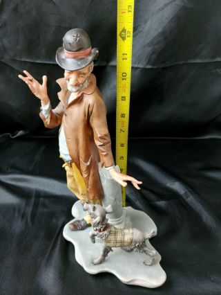 Vintage Capodimonte Ipa Porcelain Figurine Man With Dog Smoking Cigar 33cm 13 "