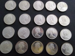 1 Roll (20) 1965 Canadian Silver Dollars Bu Unc 12 Ounce Silver Content