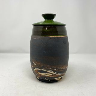 Vintage Desert Sands Pottery Mission Swirl Art & Crafts Niloak Jar W/ Lid
