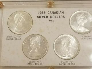 1965 Canadian Silver Dollar Set Silver Dollars Set Of 4 Silver Dollars