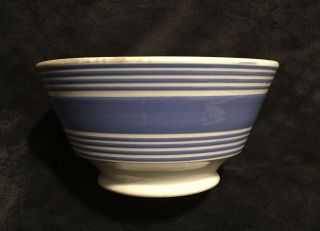 19th Century Antique Powder Blue Band Mochaware Pearlware Pottery Bowl