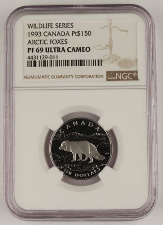 Canada 1993 $150 1/2 Oz Platinum Proof Coin Ngc Pf69 Uc Wildlife - Arctic Fox