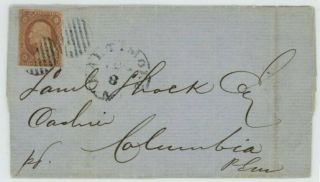 Mr Fancy Cancel 10a Cover Tied Bars With Blue Baltimore Aug 8 (1851) Md Cds