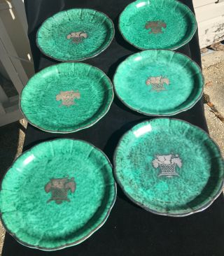 Gustavsberg Argenta Pattern Set Of 6 Plates & 2 Bowls W Center Silver Design