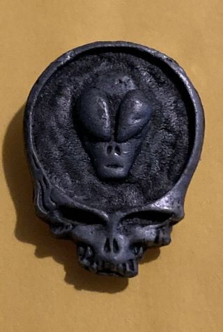 Grateful Dead Rare 1970’s Vintage Metal Pin Alien Badge Biker 70’s Skull 80’s