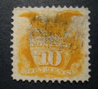 1869 Us S 116 10c Shield And Eagle,  Yellow Xf Pleasant