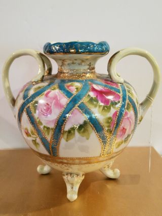 Antique Nippon Moriage Hand Painted Vase