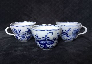 Vintage Meissen Blue Onion Porcelain Flat Cups Crossed Swords