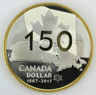 2017 Canada 150th $1 Gold Plated Proof 99.  99 Silver Dollar Coin