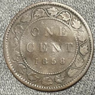 1858 Canada Large 1 One Cent Penny - Details