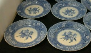 4 Vintage Copeland Spode Dinnerware Plates 9 " Camilla Blue White China