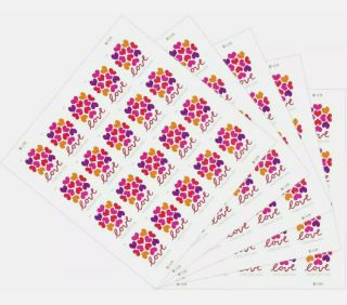 2019 Hearts Blossom Love Forever Stamps 5 Sheets X 20 = 100 Stamps
