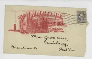 Mr Fancy Cancel Aracoma Hotel Logan West Virginia 1918 Cvr 1471