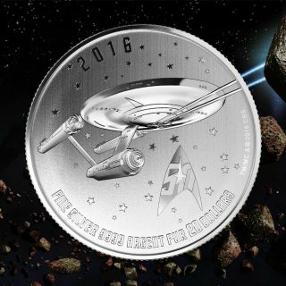 2016 $20 Canada Star Trek Enterprise Fine Silver Coin -