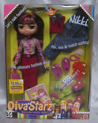 Nikki Doll Fashion Diva Starz 12 " Extra Outfit Rooted Eyelashes Green Eyeshadow