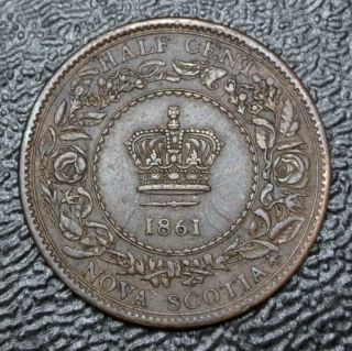 Old Canadian Coin 1861 Nova Scotia Half Cent - Victoria -