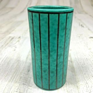 Gustavsberg Argenta Vase Swedish Pottery Anchor Mark Small 4.  5 " Teal Green Blue