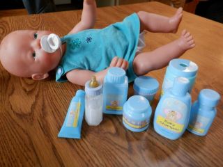 16” Interactive Zapf Creation Baby Born Drink & Wet Doll W/blue Eyes & Pacifier
