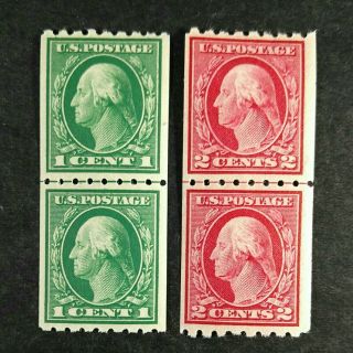 Us Stamp Scott 420,  411 Coil Line Pair Perf 8 1/2 Hinged Mh Og