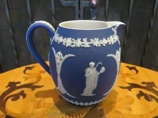 Wedgwood Blue Jasperware Blue Muses Thalia Calliope Trophy 4 " Orange Jug C.  1920