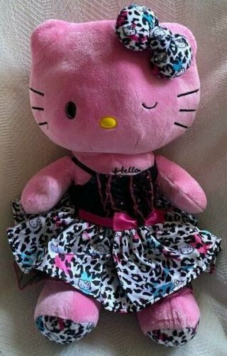 Build A Bear Pink Hello Kitty Winking Eye Plush In Leopard Party Dress Bow 18 "