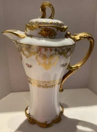Vintage White And Gold Art Nouveau Chocolate Pot By J.  Pouyat