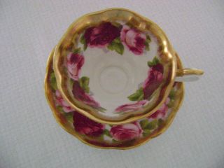 Royal Albert Old English Rose TREASURE CHEST SERIES Cup/Saucer Heavy Gold 2