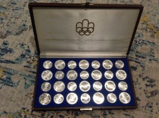 1976 Canadian Montreal Olympic Coin Set - Silver - 28 Coins - Orig.  Case B12