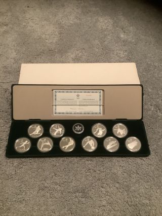1988 Canada Calgary Olympics Silver 10 Coin Proof Set W/case,  = 10 Oz,  S.  999