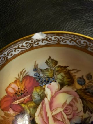 VINTAGE AYNSLEY CHINA TEACUP (no saucer) - CABBAGE ROSE GOLD SIGNED J.  A.  BAILEY 2
