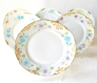 Pretty Hand Painted Jean Pouyat Limoges France 7 1/2 " Dessert Plates Flowers