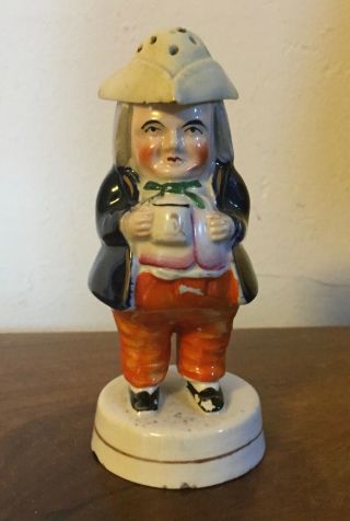 Antique 19th C.  English Staffordshire Pearlware Toby Figure Salt Shaker 1860